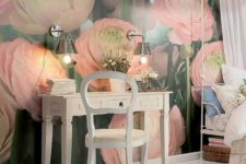 12 flower photo mural highlights the tenderness of a girlish space