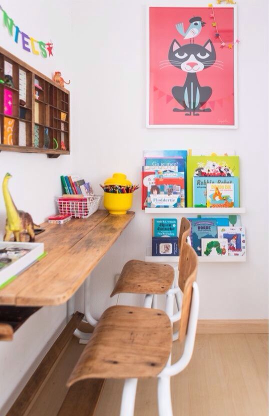 15 homework station with bookshelves and a wall storage unit