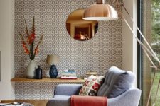 15 reading nook highlighted with geometric wallpaper