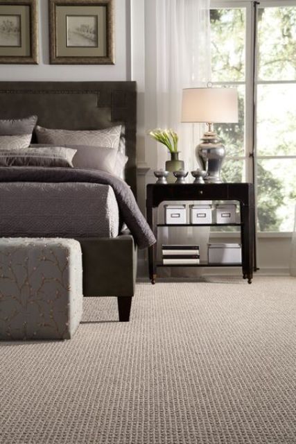 textural carpet floors like these ones are easier to clean