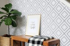 17 dotted geometric wallpaper to highlight the staircase wall