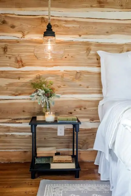 warm textural wood for a rustic bedroom