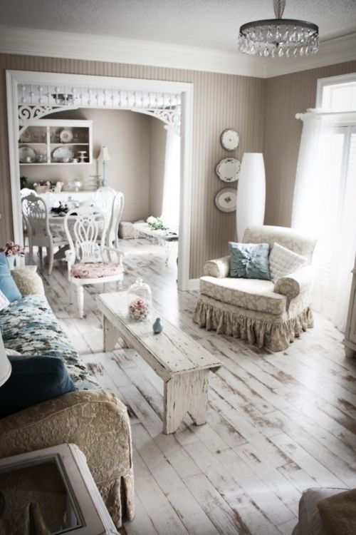 hardwood floors painted white for a beach cottage living room