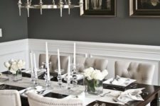 20 dark grey walls contrast with white wainscoting