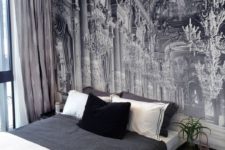 21 exquisite black and white mural to add chic to this simple bedroom
