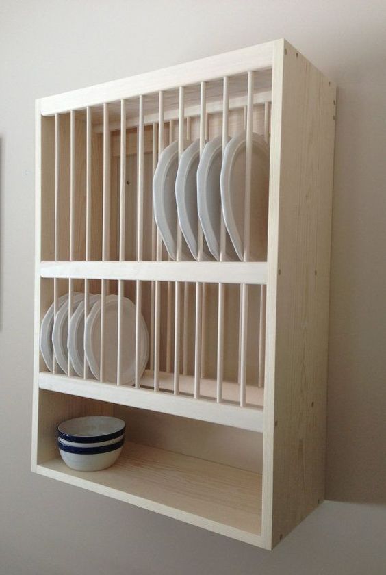 wall-mounted dish cabinet to save some kitchen space