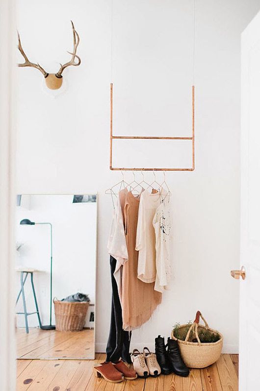 hanging copper clothes rack