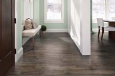 25 dark hardwood floors create a contrast with mint green walls