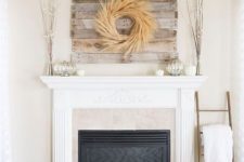 wheat wreath above the mantel