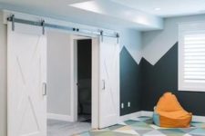 26 basement playroom with bold geometric carpet floors, which make falling not so hurt