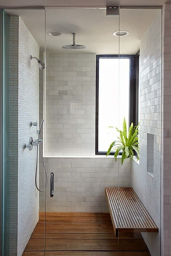 bamboo floors in the shower for a spa feel