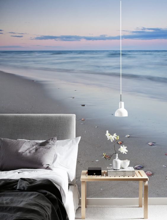 beach photo mural to give your bedroom a dreamy touch