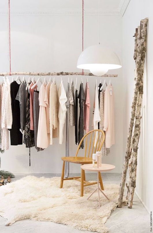 tree branch hanging clothing rack that can be hidden