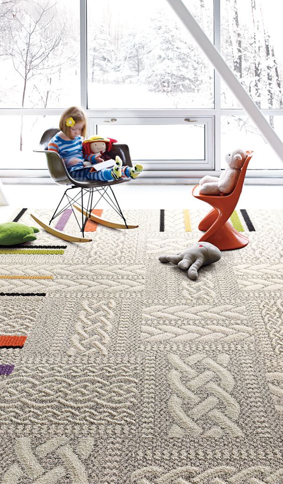 sweater-pattern thick carpet flooring to make a kid's room cozier