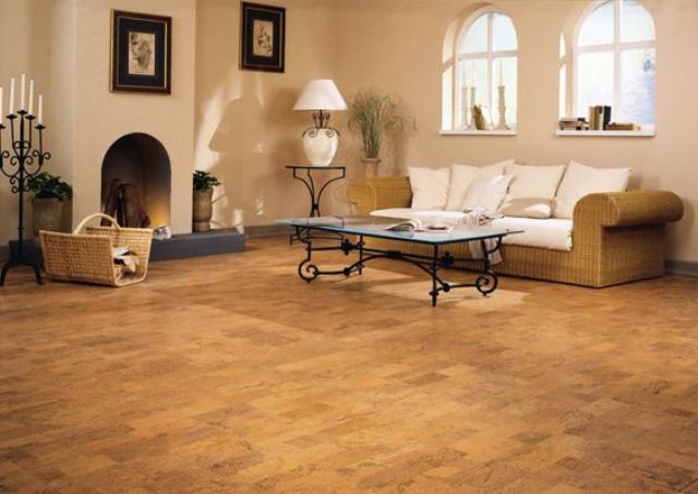 warm natural cork floors for a vacation home living room