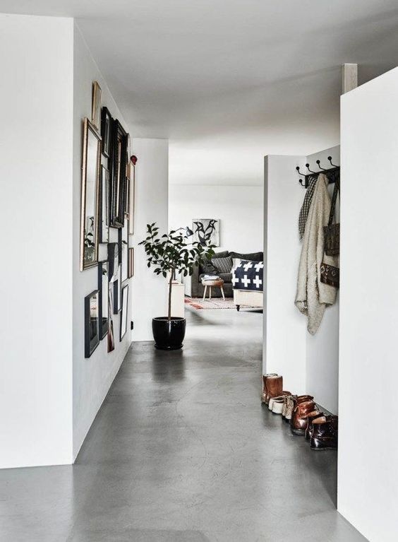 Concrete floors are durable and water resistant, which makes them perfect for entryways