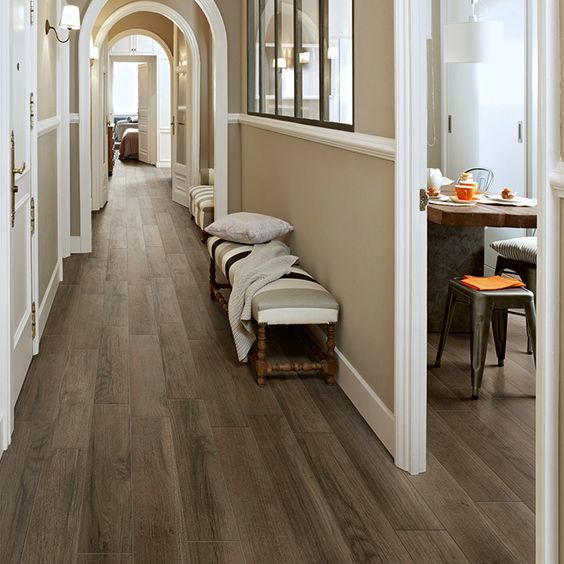 porcelain plank tile with a classic hardwood look