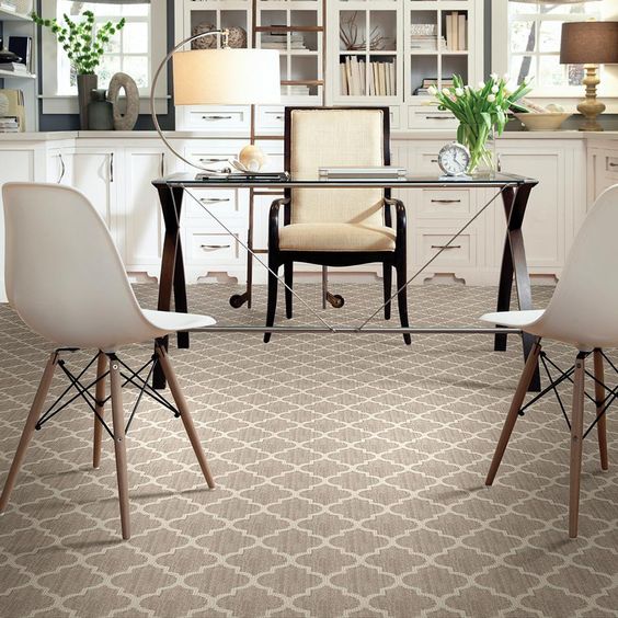 taupe loop pile carpet floors for a home office