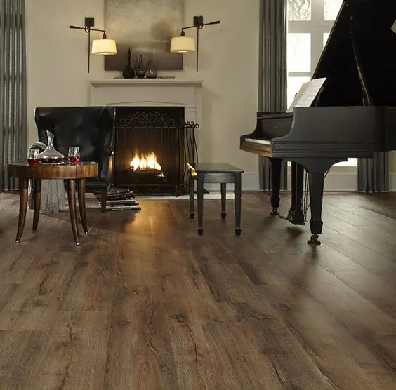 vinyl plank flooring imitating vintage wooden floors