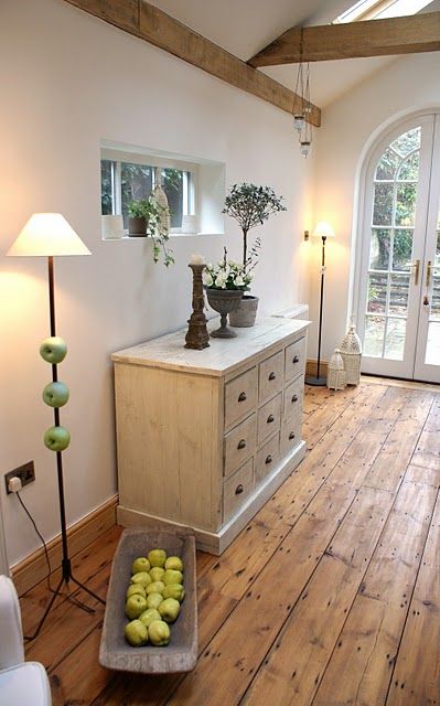 wide plank bamboo floors for a rustic entry