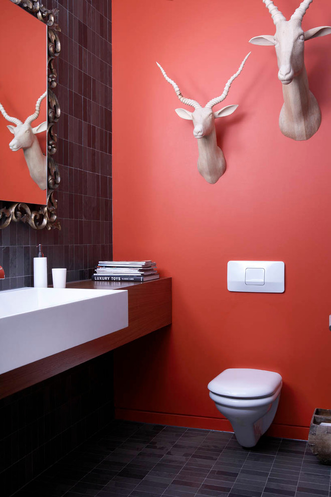 Even faux antelope heads could be an interesting touch to a bathroom's decor.