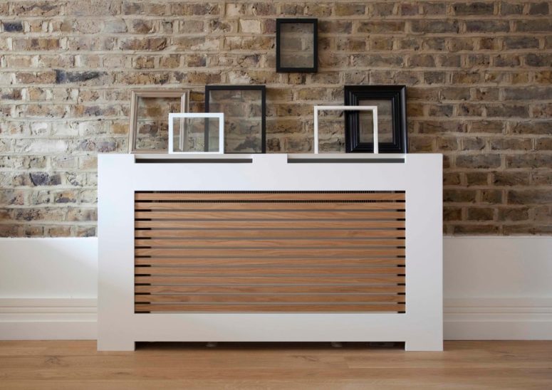 a combo of a white frame and wooden screening would turn any radiator into an amazing part of your decor
