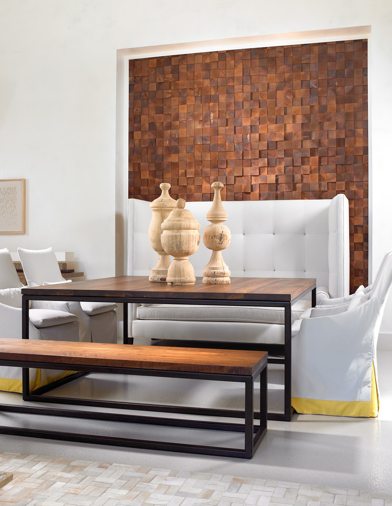Using wood blocks to cover a wall is a great solution for a small niche. (Beckwith Interiors)
