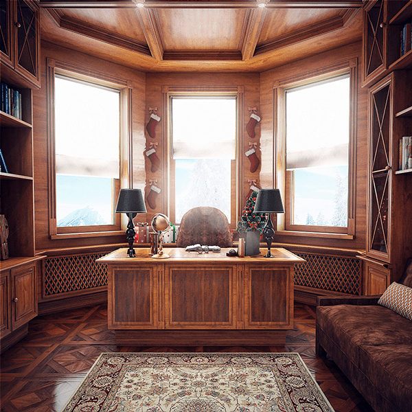wood clad home office design