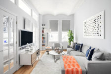 01 This modern, airy and peaceful apartment is a bachelor’s pad, it’s decorated in dove grey and white