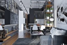 02 The space is decorated in modern laconic style with light industrial touches
