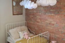 02 exposed brick wall and felt clouds to soften the look