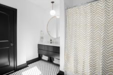 06 Another bathroom shows up two different prints for a chic look – polka dot and chevron