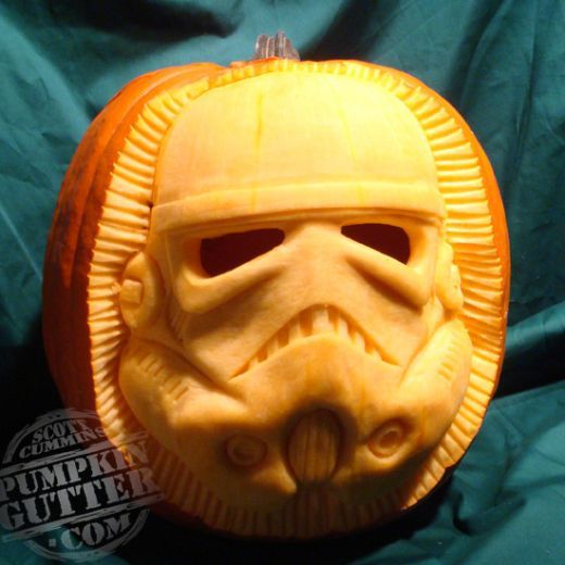Stormtrooper pumpkin carving which can be used as a lantern