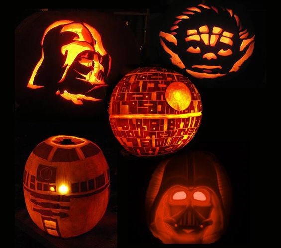 carved Star Wars pumpkin lanterns