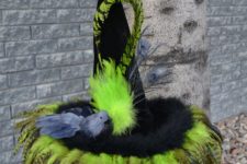 06 witch hat made of feathers and fur