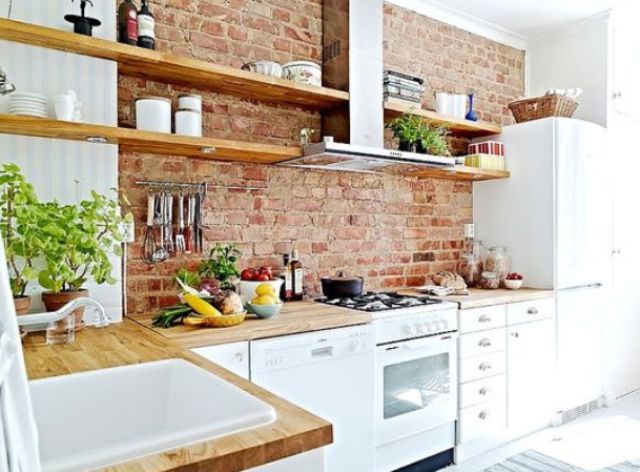 rough brick to turn a simple kitchen into an original one
