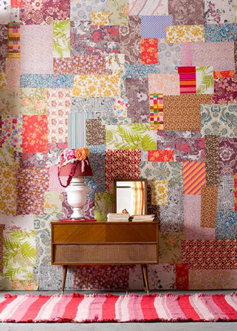 super bold patchwork entry made with fabric remnants