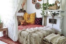 10 this crochet curtain not only sections off the sleeping space but also adds to its boho decor