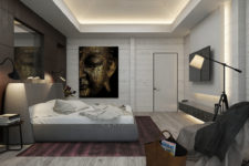 11 Another bedroom is modern with a cool Eastern art
