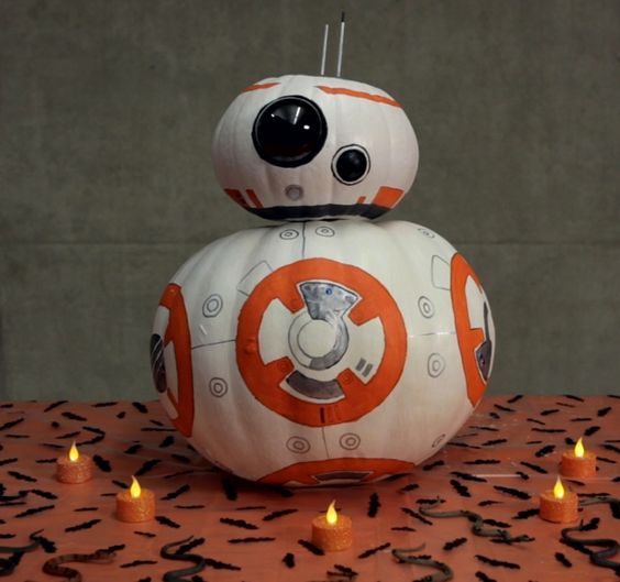 Star Wars BB-8 pumpkin, no carving, just painting