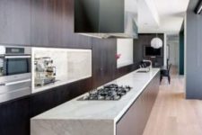 14 show off the beautiful structure of the waterfall countertop and add a luxurious touch
