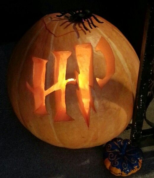 Harry Potter monogram pumpkin is extremely easy to carve and can work as a lantern