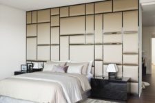15 fabric covered panels create a cool look and a cozy feeling