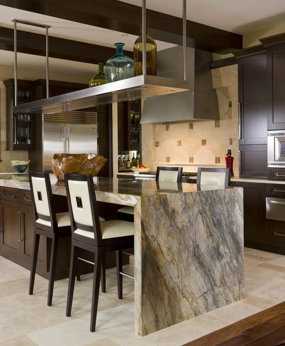 the stone countertop keeps the color scheme and makes the space adorable