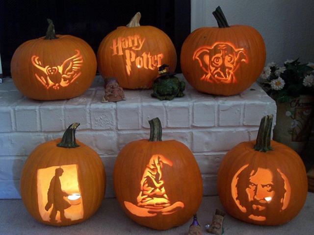 Harry Potter-themed carved lanterns