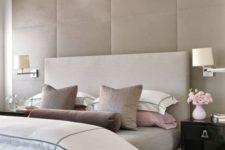 17 luxury upholstered panels in soft beige color