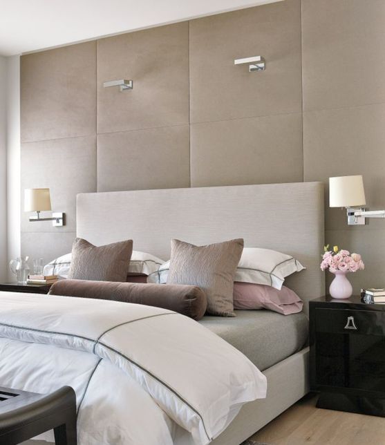 luxury upholstered panels in soft beige color
