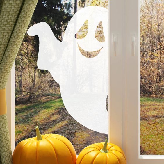 sweet ghost sticker is right you need if there's no time for crafting or as last minute Halloween decoration