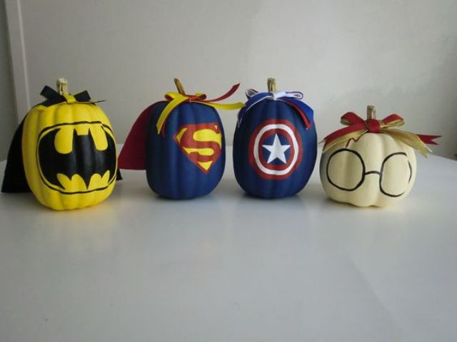 nerdy super hero pumpkins set