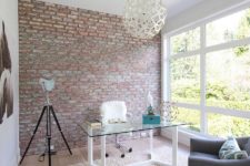 19 urban girlish home office with textural touches like fur and brick